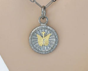 Pave Diamond Fluted Butterfly Pendant, (DPS-200)