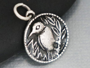 Sterling Silver Bird on Branch charm -- (SS/CH6/CR63) --CRC - Beadspoint