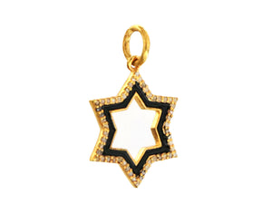 Pave Diamond Enamel Open Star Pendant, Enamel Star Pendant, (DPS-104)