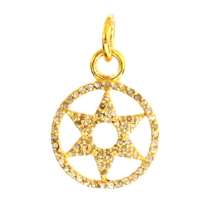 Pave Diamond Star Of David Circle Pendant, Star Pendant, (DPS-102)