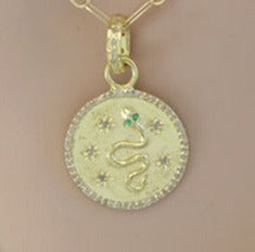 Pave Diamond Snake Medallion Pendant, (DPM-1239)