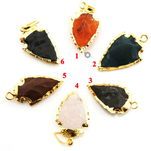 Gold ElectroPlated Arrowhead Bezel, 27x17 mm, Multiple Colors, (BZC-9027-CAR-SM) - Beadspoint