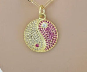 Pave Diamond  Ying Yang Medallion Pendant, (DPM-1240)