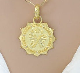 Pave Diamond  Butterfly Medallion Pendant, (DPM-1241)