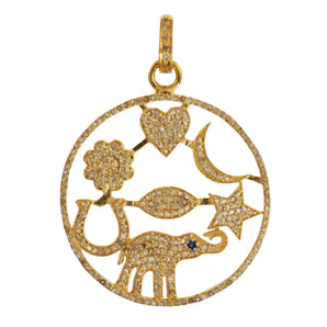 Pave Diamond Good Luck Circle Pendant, (DPL-2412)