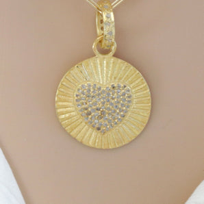Pave Diamond  Medium Fluted Heart Medallion, (DPM-1242)