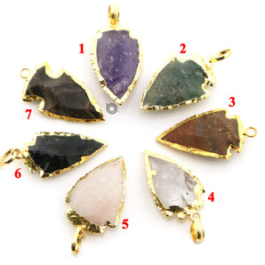 Gold ElectroPlated Arrowhead  Bezel, 30x20 mm, Multiple Colors, (BZC-9027-AME-MD) - Beadspoint