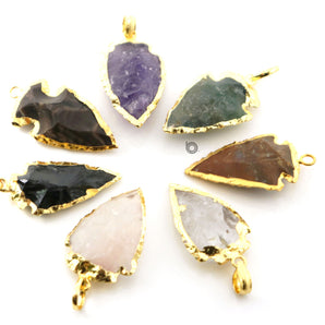 Gold ElectroPlated Arrowhead  Bezel, 30x20 mm, Multiple Colors, (BZC-9027-AME-MD) - Beadspoint