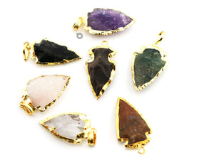Gold ElectroPlated Arrowhead  Bezel, 30x20 mm, Multiple Colors, (BZC-9027-AME-MD) - Beadspoint