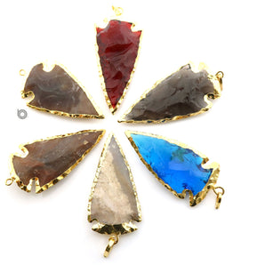 Gold ElectroPlated Faceted ArrowheadShape Bezel, 40-60 mm, Multiple Colors, (BZC-9027-RTZ-LG) - Beadspoint