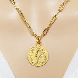 Pave Diamond Ohm Medallion Pendant, Ohm Symbol Pendant, (DPS-108)