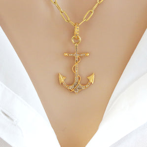 Pave Diamond Anchor Pendant, (DPL-2409)