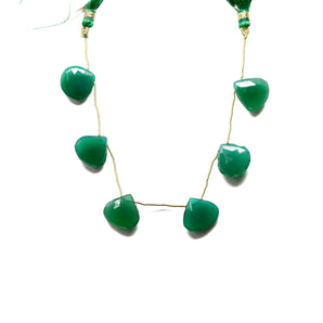 Green Onyx Faceted Heart Drops, 17-18 mm, Rich Color, Onyx Gemstone Beads, (GNx-HRT-17-18)(235)