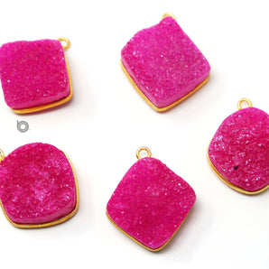 Gold Plated Pink Druzy Bezel, 19 mm, (BZC-9027-PDZY) - Beadspoint