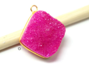 Gold Plated Pink Druzy Bezel, 19 mm, (BZC-9027-PDZY) - Beadspoint
