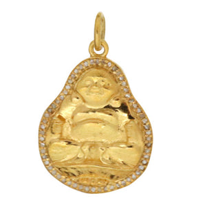 Pave Diamond Baby Laughing Buddha Pendant, Sitting Buddha Pendant, (DPS-110)