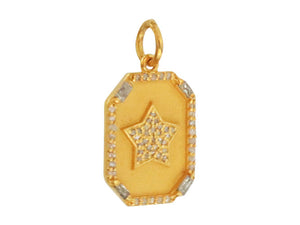 Pave Diamond Heart/Star Medallion Tag Pendant, Heart/Star Pendant, (DPS-109)