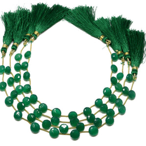 Green Onyx Faceted Onion Drops, 5x7-6x8 mm, Rich Color, Onyx Gemstone Beads, (GNx-ON-5x7-6x8)(237)