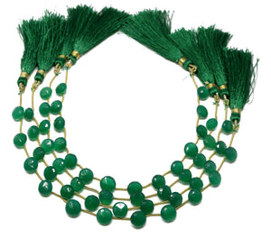 Green Onyx Faceted Onion Drops, 5x7-6x8 mm, Rich Color, Onyx Gemstone Beads, (GNx-ON-5x7-6x8)(237)