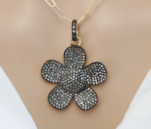 Pave Diamond Daisy Flower Pendant, (DPM-1149)
