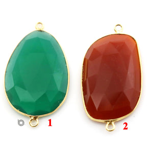 Gold Plated Faceted Oval Shape Bezel Connector, 20x30 mm, Multiple Colors, (BZC-9035-GNX) - Beadspoint