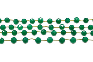 Green Onyx Faceted Onion Drops, 5x7-6x8 mm, Rich Color, Onyx Gemstone Beads, (GNx-ON-5x7-6x8)(237)