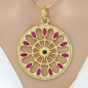 Pave Diamond  Ruby  Wheel Spokes  Pendant, (DPL-2492)