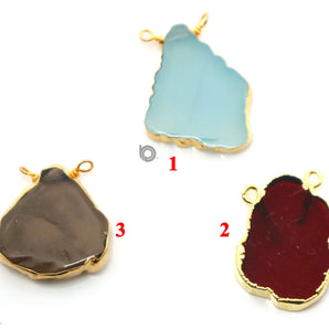 Gold Electroplated Freeform Slab Bezel, 15x21-18x26 mm, Multiple Colors, (BZC-9035-SCL-A) - Beadspoint