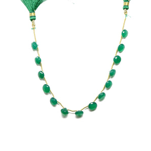 Green Onyx Faceted Onion Drops, 5x7-6x8 mm, Rich Color, Onyx Gemstone Beads, (GNx-ON-5x7-6x8)(237)