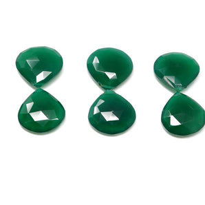 Green Onyx Faceted Heart Drops, 1 Pair, 18x18 mm, Rich Color, Onyx Gemstone Beads, (GNx-18x18-HRT)(238)