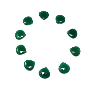 Green Onyx Faceted Heart Drops, 1 Pair, 18x18 mm, Rich Color, Onyx Gemstone Beads, (GNx-18x18-HRT)(238)