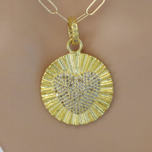 Pave Diamond Large Fluted Heart Pendant, (DPL-2512)