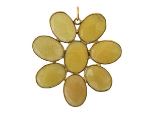 Gold Plated Faceted Fancy Flower pendant, 38-40 mm, Multiple Gemstones (FLR-1105)