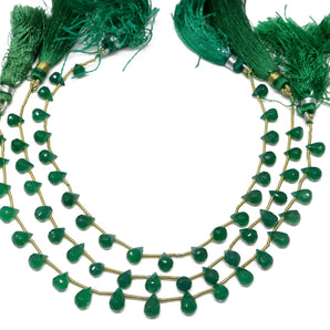 Green Onyx Faceted Tear Drops, 5x7-6x8 mm, Rich Color, Onyx Gemstone Beads, (GNx-TR-5x7-6x8)(239)