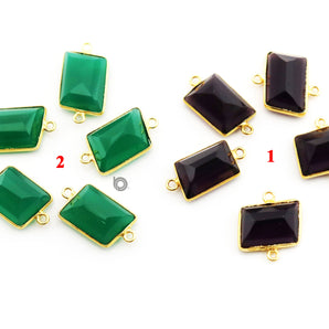 Gold Plated Faceted Rectangle Shape Bezel Connector, 15x12 mm, Multiple Colors, (BZC-9043-AME) - Beadspoint