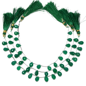 Green Onyx Faceted Tear Drops, 6x9-7x10 mm, Rich Color, Onyx Gemstone Beads, (GNx-TR-6x9-7x10)(240)