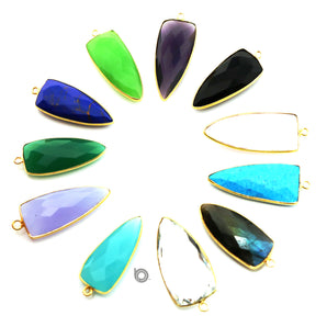 Gold Plated Faceted Arrowhead Bezel, 13X29 mm, Multiple Colors, (BZC-9050-AME) - Beadspoint