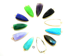Gold Plated Faceted Arrowhead Bezel, 13X29 mm, Multiple Colors, (BZC-9050-AME) - Beadspoint