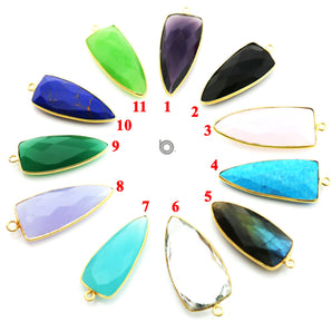 Gold Plated Faceted Arrowhead Bezel, 13X29 mm, Multiple Colors, (BZC-9050-AME) - Beadspoint