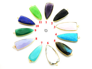 Gold Plated Faceted Arrowhead Bezel, 13X29 mm, Multiple Colors, (BZC-9050-AME) - Beadspoint