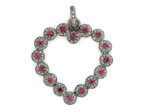 Pave Diamond Heart with Rubies Pendant,  (DPL-2172) - Beadspoint