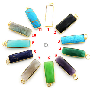 Gold Plated Faceted Long Bar Bezel, 12x30 mm, Multiple Colors, (BZC-9051-CRY) - Beadspoint