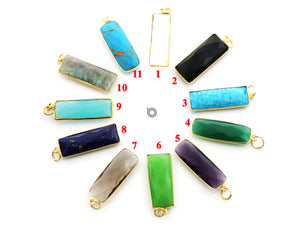 Gold Plated Faceted Long Bar Bezel, 12x30 mm, Multiple Colors, (BZC-9051-CRY) - Beadspoint
