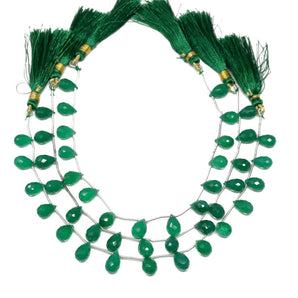Green Onyx Faceted Tear Drops, 5x10-6x11 mm, Rich Color, Onyx Gemstone Beads, (GNx-TR-5x10-6x11)(241)