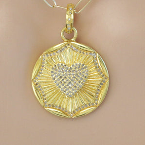 Pave Diamond Fluted Heart Love Pendant, (DPL-2527)