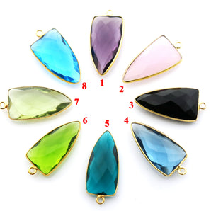 Gold Plated Faceted Arrowhead Bezel, 14X25 mm, (BZC-9054-AME) - Beadspoint