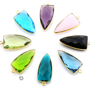 Gold Plated Faceted Arrowhead Bezel, 14X25 mm, Multiple Colors, (BZC-9054-AME) - Beadspoint