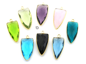 Gold Plated Faceted Arrowhead Bezel, 14X25 mm, Multiple Colors, (BZC-9054-AME) - Beadspoint