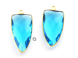 Gold Plated Faceted Arrowhead Bezel, 14X25 mm, Multiple Colors, (BZC-9054-AME) - Beadspoint