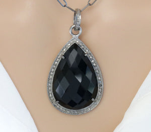 Pave Diamond and Black Onyx Pendant, (DGM-8026)